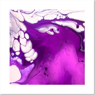 Purple/White Acrylic Pour Painting Posters and Art